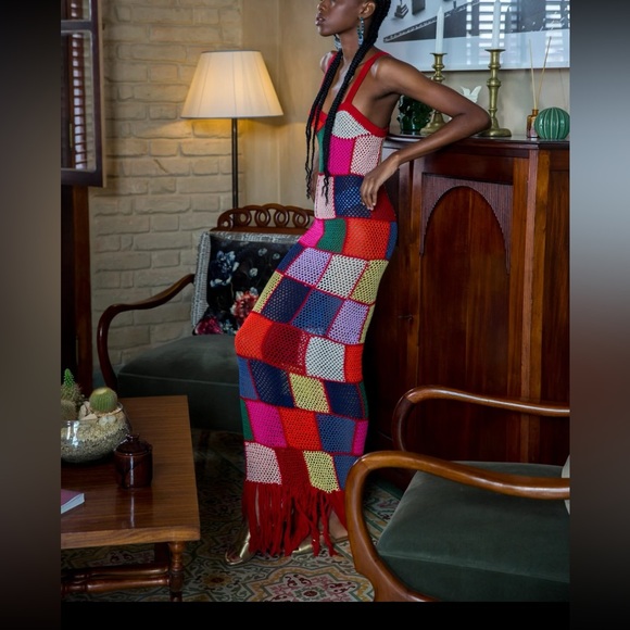 XS, NWT, Carolina K, Vera Crochet Dress, multicolor, Maxi length, 100% Cotton - Picture 3 of 15